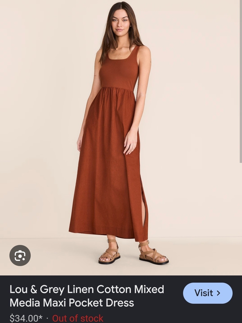 Lou & Grey Rust Sleeveless Scoop-Neck Maxi Dress